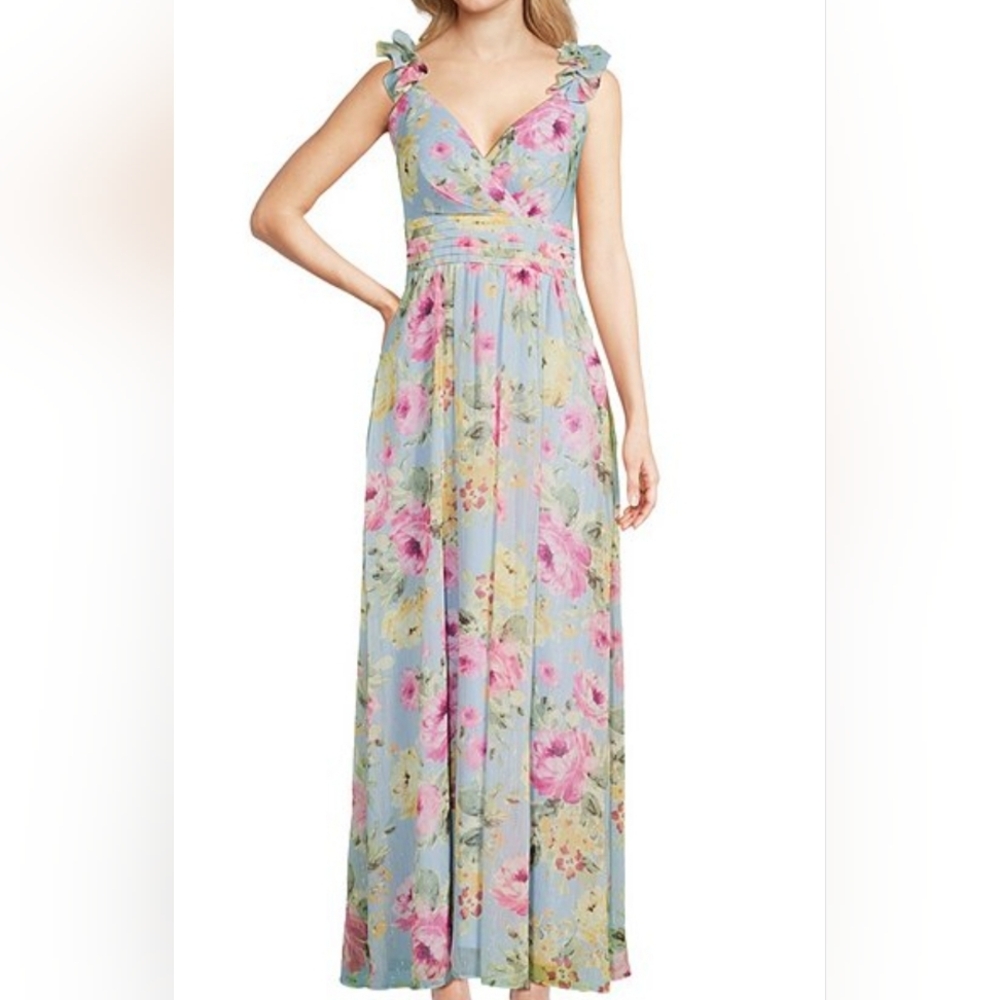 Jessica Howard Floral Maxi Dress in Blue and Pink